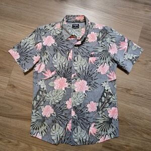 Hurley Floral Button Up Shirt Mens S Short Sleeve